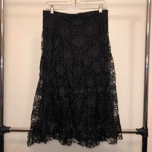 Avital Black Lace Overlay A-line Skirt